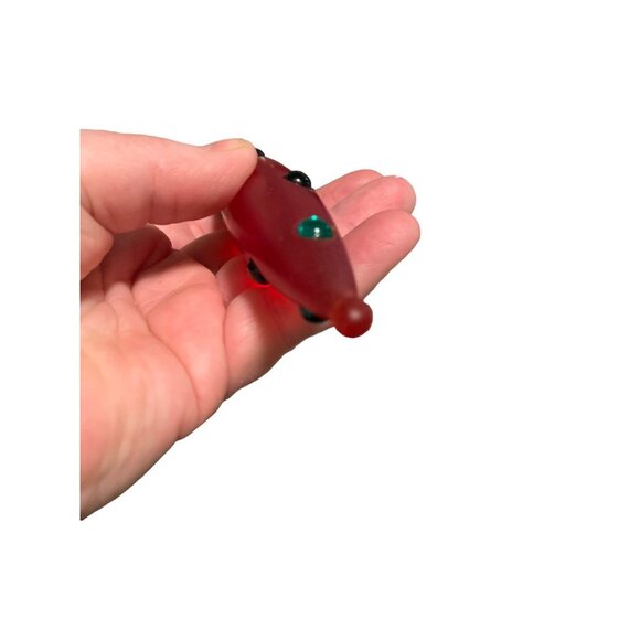 John Toole Ornament Handmade Glass Red Frosted Glass Green Rhinestones NEW w Tag - Picture 7 of 10